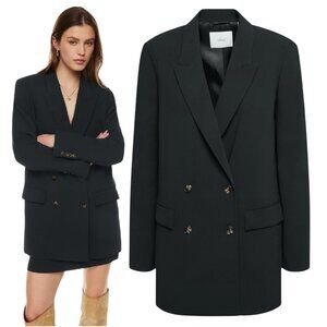 NWT Aritzia Wilfred Cherelle Black Oversized Blazer Sz S Double Breasted Career